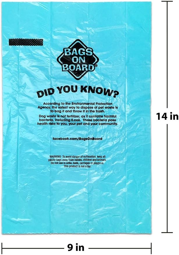 Bags on Board Odor Control Dog Poop Bags | Ocean Breeze Scent | 9 x14 Inches, 140 Waste Pickup Bags (3203940043)