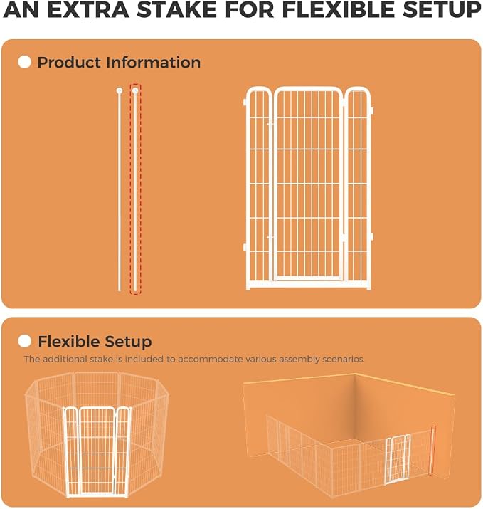 FXW Homeplus Unleashed Dog Playpen Designed for Indoor Use, 1 Add-on Gate, 45" Height for Large Dogs, White│Patented