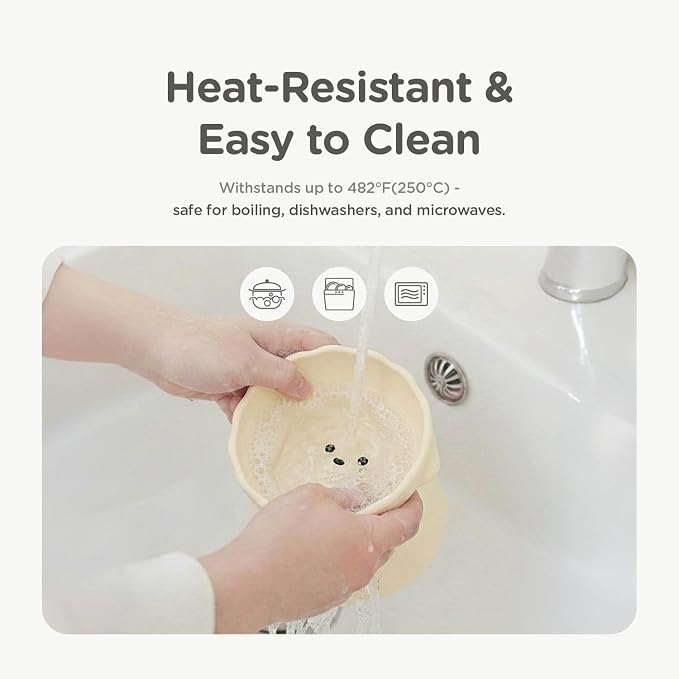 Elevated Dog Bowls, Raised Dog Bowl - Premium Food-Grade Silicone Material, Dog Bowls elevated, Quiet Dog Bowl for Noise-Sensitive Dogs, Non slip, Perfect angle, Cute, Dishwasher Safe (Ivory)