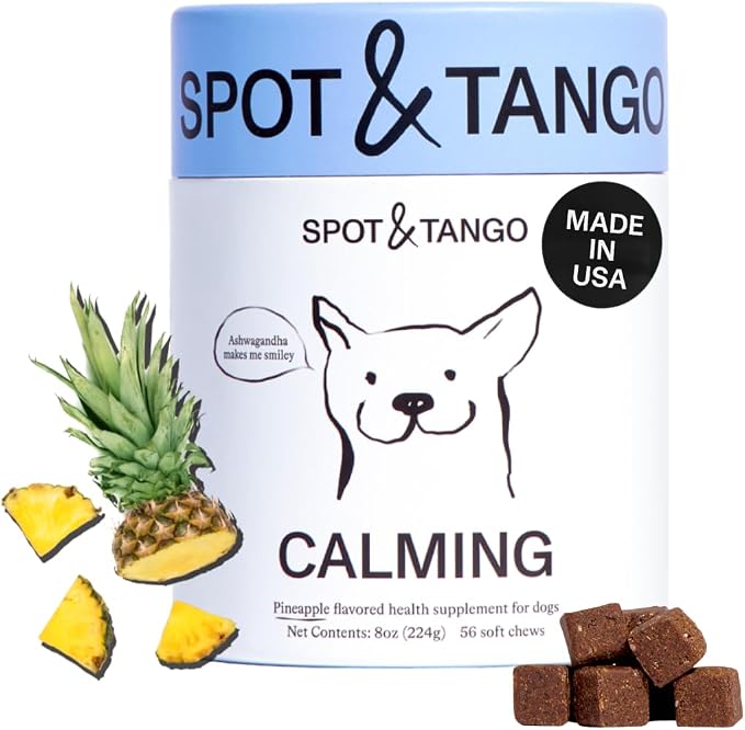 Spot & Tango Calming Supplements for Dogs, L-Theanine, Chamomile, 56-Pack, 56 Count