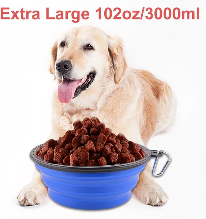 Extra Large Collapsible Dog Bowl, 3L/102oz, Blue