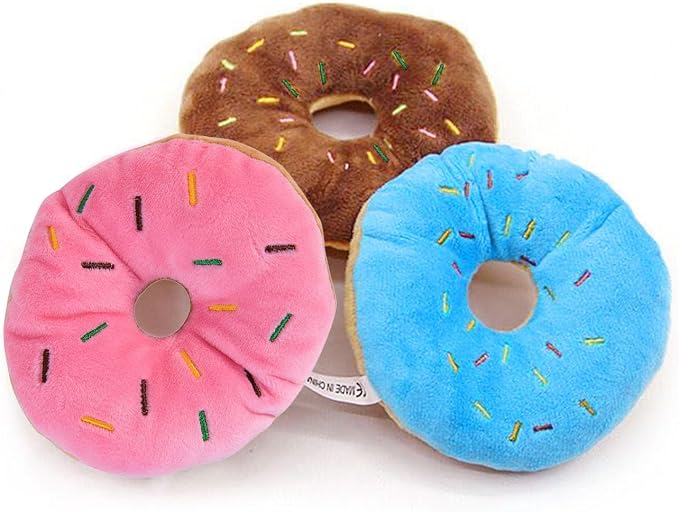 Aggressive Chew Toys for Large Dogs, Indestructible Durable Fabric Cute Dog Toy for Aggressive Chewers,Donut Heavy Duty Squeaky Interactive Dog Toys for Anxiety Relief Playing Teething Puppy Home