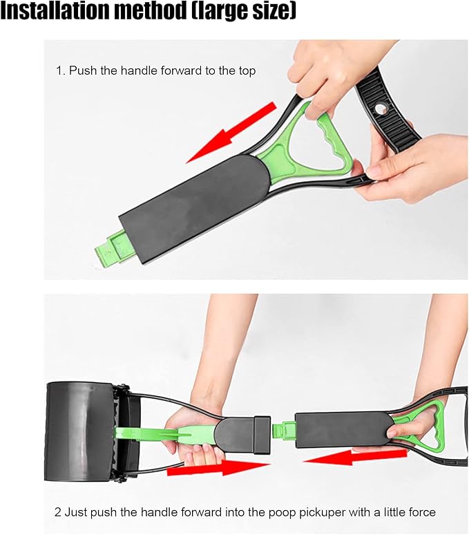 Pet Pooper Scooper, Jaw Easy to Carry Poop Scoop Long Handle Rugged for Easy Grass and Gravel Pick Up for Pet Waste Pick Up(Green+Black)