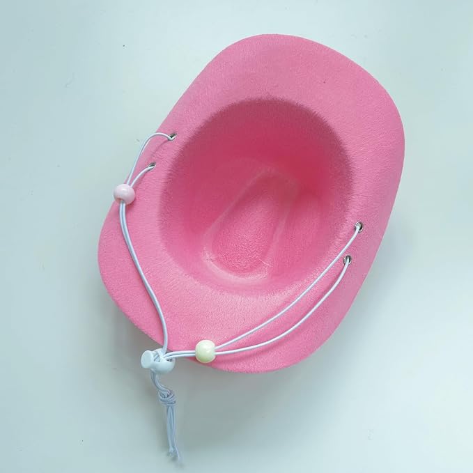 Dog Cowboy Hat and Bandana Scarf Dog Cat Sombrero Puppy Hat Dog Cat Costume, 20 cm, Polyester, Pink