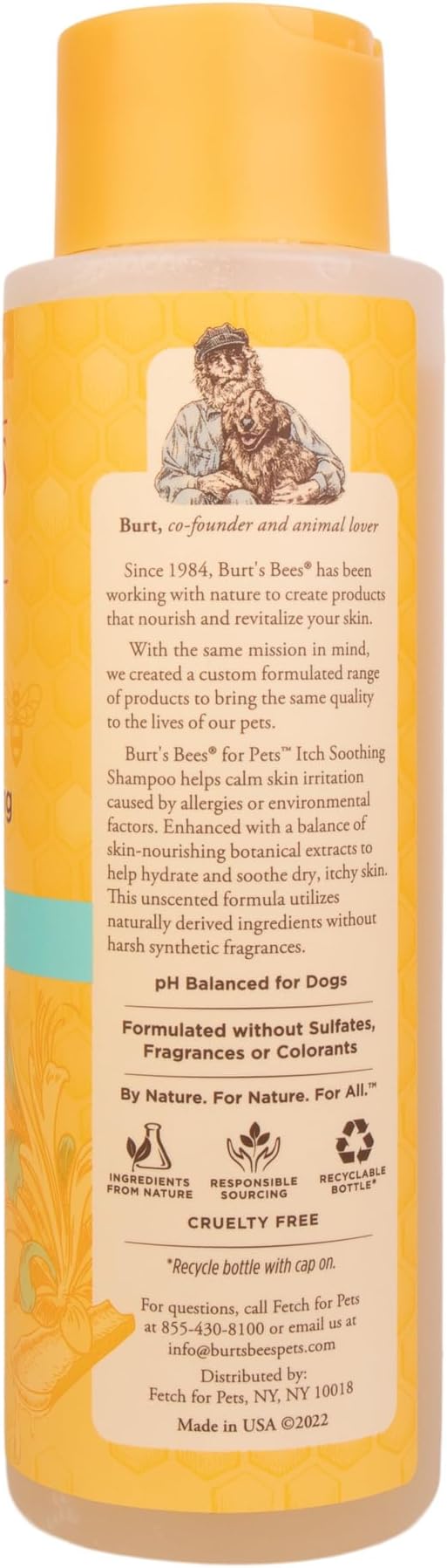 Burts Bees for Pets Itch Soothing Dog Shampoo, Honeysuckle, 16 Fl Oz, 6-Pk
