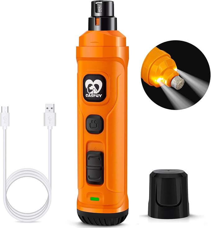 Casfuy New Version 2-Speed Dog Nail Grinder - Orange