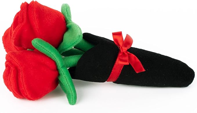 ZippyPaws Burrow, Valentine's Day Bouquet of Red Roses - Interactive Dog Toys for Boredom - Hide and Seek Dog Toys, Colorful Squeaky Dog Toys for Small & Medium Dogs, Plush Dog Puzzles