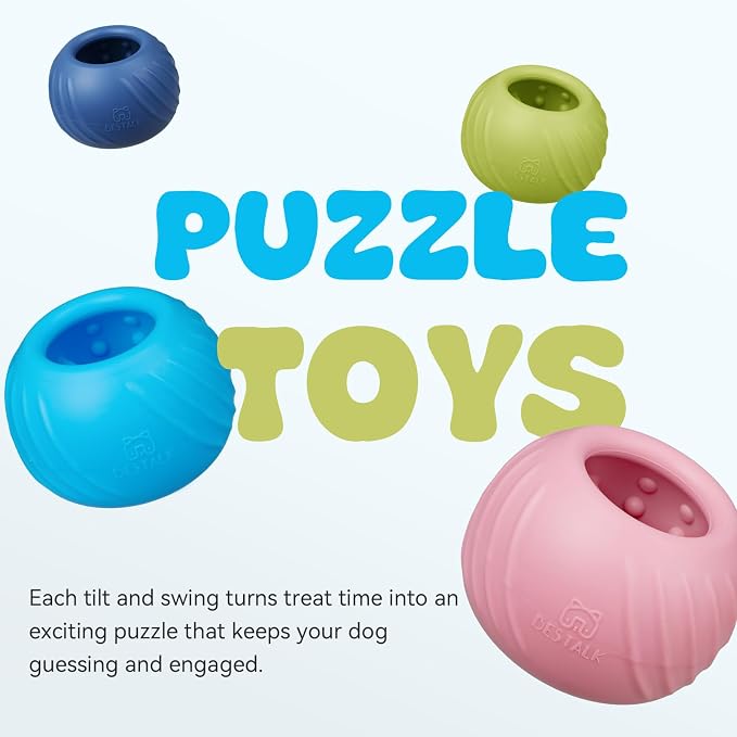 Long-Lasting Dog Lick Toy, Wobbly Dog Enrichment Lick Bowl to Keep Dogs Busy, Interactive Stuffable Dog Treat Feeder for Boredom, Silicone Treat Dispensing Chew Toy(Dark Blue,S)