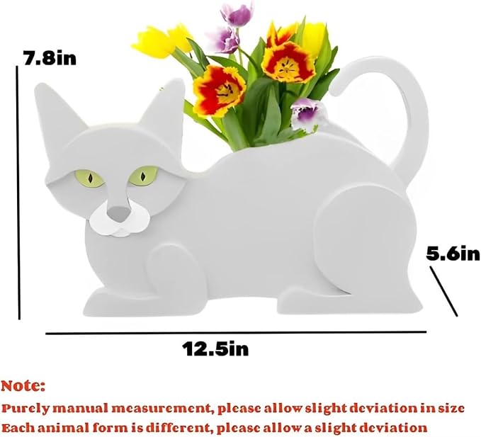 White Cat Planter Pots, Animal Shaped Flower Pot