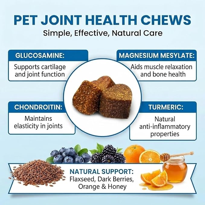Glucosamine for Dogs Joint Support Supplement Dog Hip and Joint Chondroitin Chews Treats with MSM Dog Joint Pain Relief Mobility Supplements(Chicken Flavor)