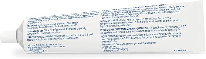 C.E.T. Enzymatic Toothpaste for Dogs and Cats, Malt, 2.5oz | Plaque and tartar control for fresh breath, pet dental care toothpaste, Dual enzyme system, malt flavored toothpaste