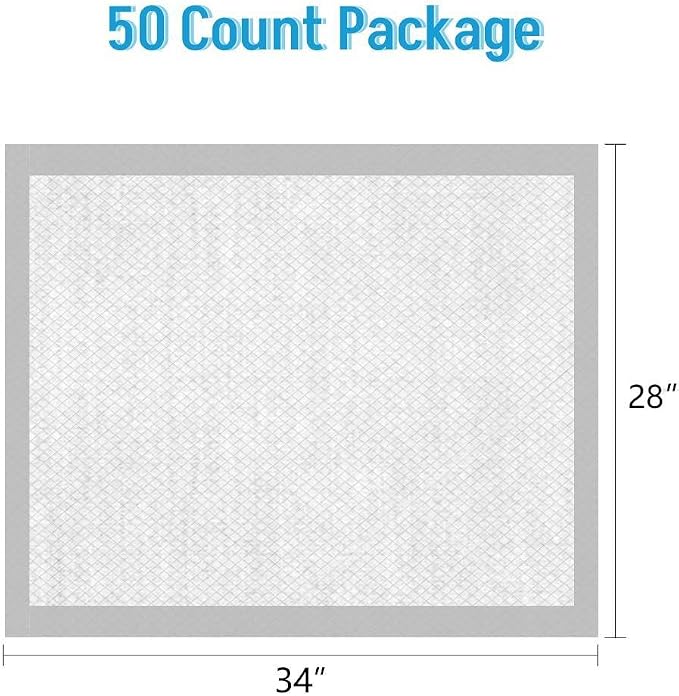Dog Pee Pads 50 Count, 28'' x 34'' Puppy Pads with Leak-Proof Quick-Dry Design, Pet Training Pads for Potty Training Strong Absorbency