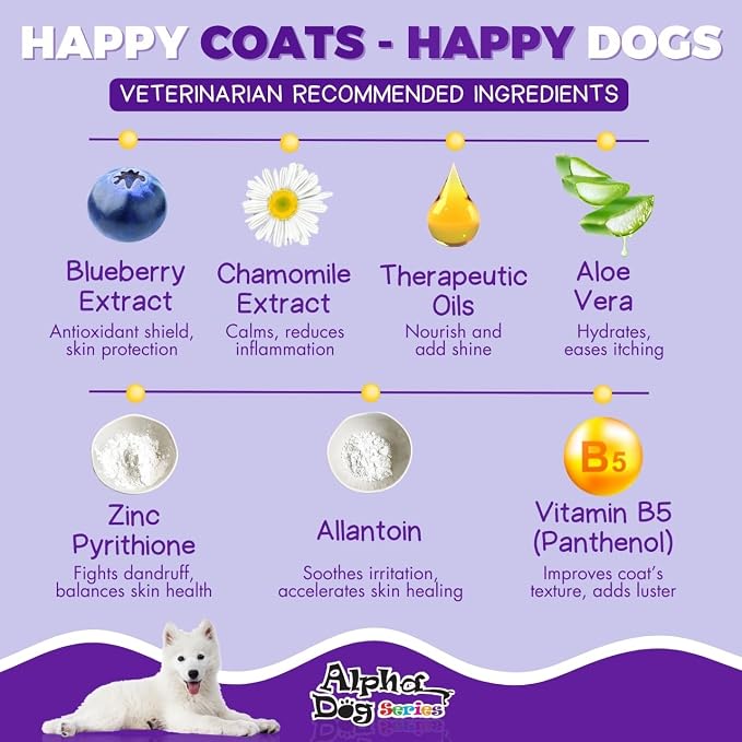 Bright White Grooming Natural Dog Shampoo and Conditioner with Aloe Vera, pH balanced Shampoo for Dogs, Tear-Free, Moisturizing Dog Shampoo for Sensitive Skin - 26.4 Oz