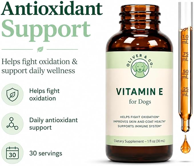 Vitamin E for Dogs - Vitamin E Oil for Dogs - Supports Healthy Skin, Coat, Joints - Supports a Healthy Immune System, Kidney Function - Dog Immune Support - 1 fl oz