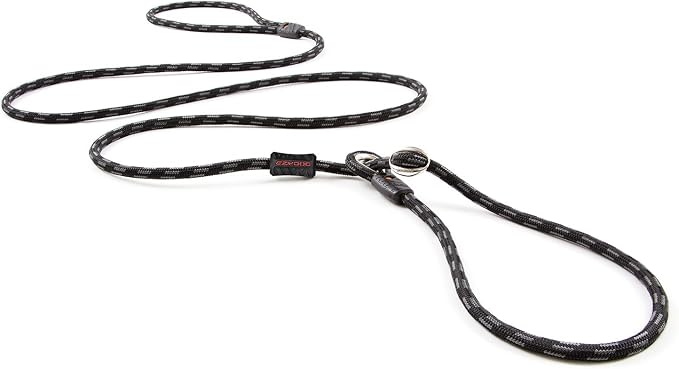 EzyDog Luca Slip Lead Dog Leash, 5.5 ft, Collar Leash Combo - LITE, Black | Slip On and Go Convenience, Durable Climbing Rope, For Small Dogs, Metal Slider, Silicone Stopper Prevents Overtightening