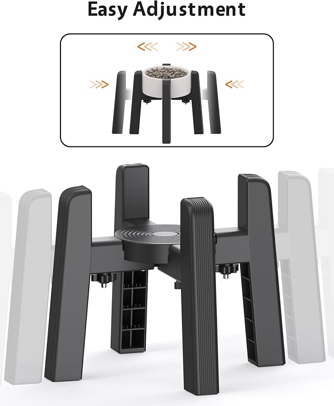 CZPET Dog Bowl Stand with Adjustable Width [Stand Only], Elevated Pet Water & Food Feeder for Medium Dogs, Stable and Anti-Slip Raised Bowl