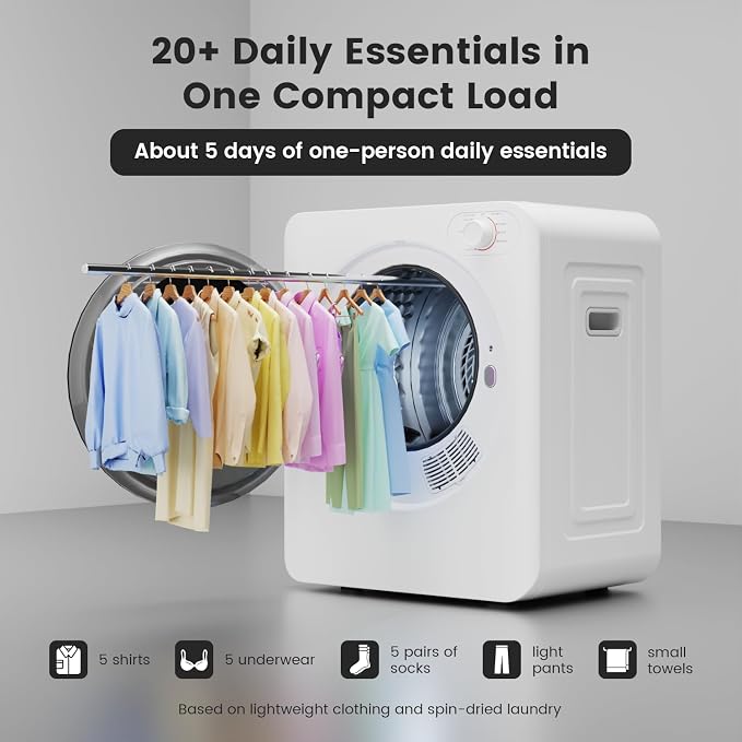 BANGSON 1.5 Cu.Ft. Portable Clothes Dryer,120V Vented Electric Dryer