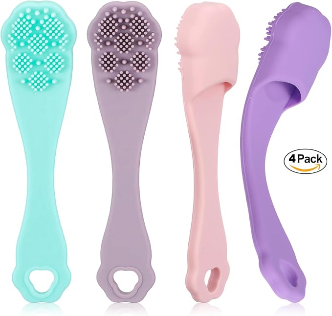 4 Pack Dog Finger Toothbrush Small Breed, Silicone Dog and Cat Finger Toothbrush Kit Food Grade, Easily Clean Teeth Dirt