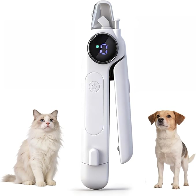 2-in-1 Dog Nail Clippers & Grinder with Light, White