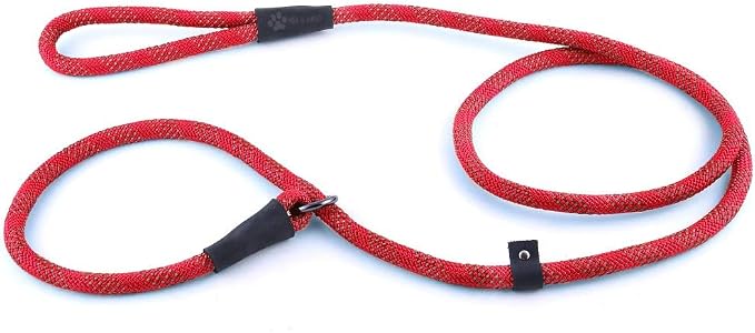 Max and Neo Rope Slip Lead Reflective 5 Foot - We Donate a Leash to a Dog Rescue for Every Leash Sold (5 FT x 1/3" Small Dog, RED)