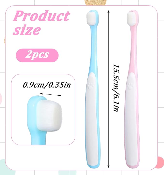 2 Pcs Puppy Toothbrush, Ultra Soft Cat Toothbrush for Cats & Puppies, Mini Head Dental Cleaning Kit for Tiny Dogs & Kittens