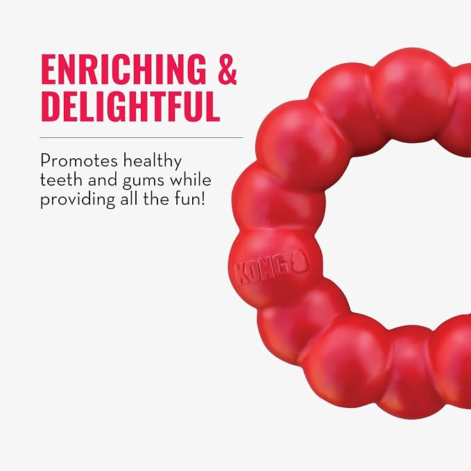 KONG Ring, Natural Rubber Chew Toy for Dental Health, for Extra Large Dogs | KONG Natural Rubber Ring Toy That Supports Healthy Chewing Habits, Dog Dental Health & Natural Play Instincts