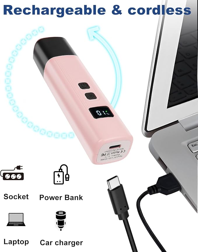 Electric Dog & Cat Nail Grinder with 2 LED Lights, Pink