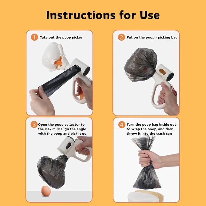 Off-White pet Poop Shovel Set | Easy to Carry, Light in Weight, for Pets to Clean Feces | with Bag and Carrying Clip | A Portable Tool Specially Designed for pet Owners.