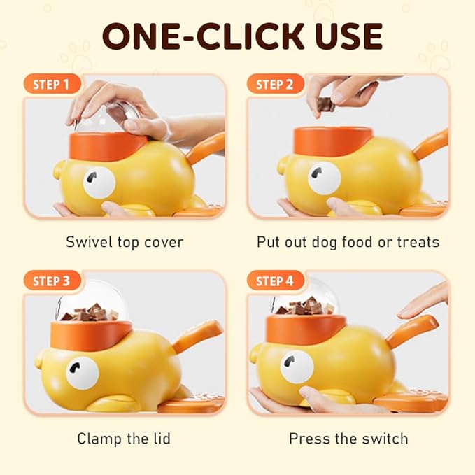 Duck Shape Dog Treat Dispenser, 2-in-1 Duck Shaped Slow Feeder Interactive Dog Toys, Mentally Stimulating Puzzle Toy, Reduces Bloating Anti-Gulping for Indoor Pets (White)