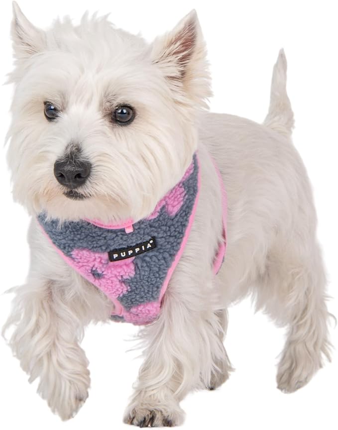 Puppia Ren Dog Harness Over-The-Head Warm Winter Flower Pattern Adjustable Chest for Small and Medium Dog, Pink, X-Large