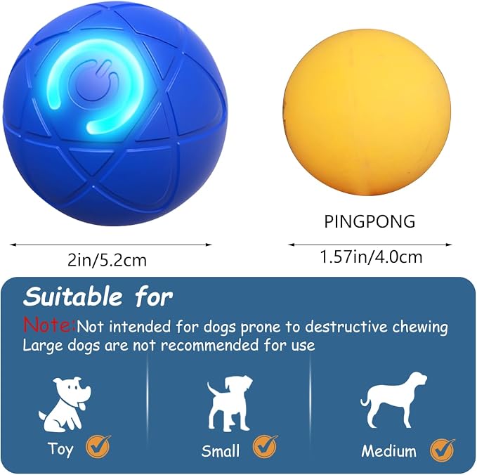 2 PCS Interactive Dog Ball, [2026 Newly Upgraded] Automatic Moving & Bouncing Dog Toy to Keep Them Busy,Pet Vibrating Ball for Dogs/Cats, Durable Pet Balls for Small&Medium Dogs(Blue & Orange)