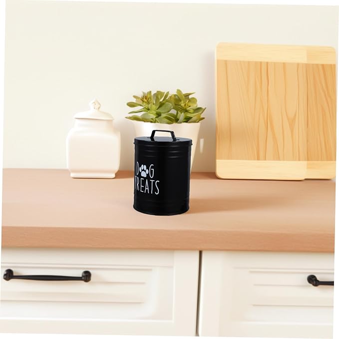 ABOOFAN 1piece Food Storage Container Airtight Pet Treat Holder Metal Grain Storage for Dogs and Puppies Space Efficient and Easy to Safe for Food and Treats