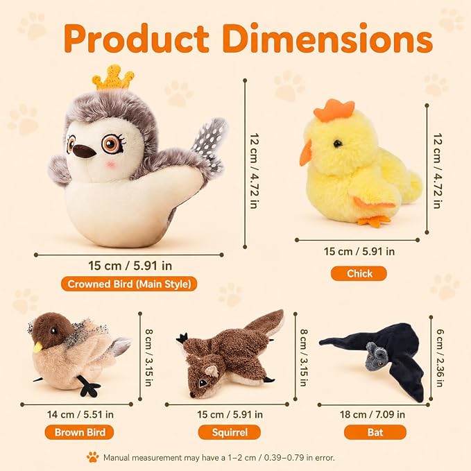 Flying Bat Dog Toy, 2026 New Interactive Flying Bat Toy for Dogs with Flapping Wings, Realistic Flight Motion and Chirping Sound, Indoor Chase Toy for Exercise, Play and Boredom Relief (Chick)