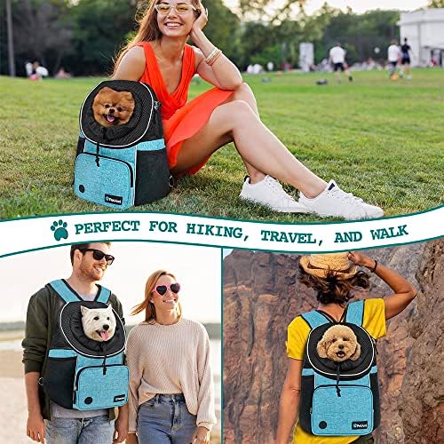 PetAmi Front Carrier Backpack, Adjustable Chest Carrier, Max 10 lbs, Teal Blue