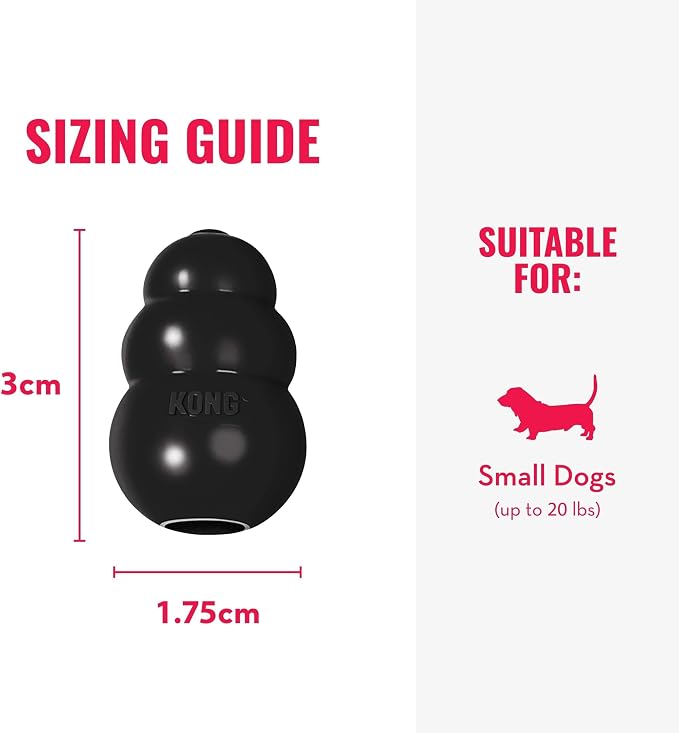 KONG Extreme Dog Toy, Natural Rubber Chew, for Small Dogs (Pack of 2) | Treat-Filling Chew & Fetch Toy with Erratic Bounce, Made from KONG's Most Durable Natural Rubber for Power Chewers