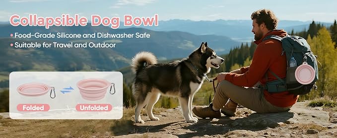2-Pack Collapsible Dog Bowl, 12oz Silicone