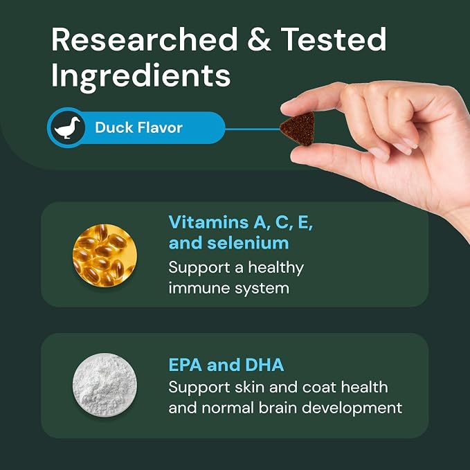 VetriScience Veterinary Strength 27+ Active Health, Duck, 60 Chews | Comprehensive Dog Multivitamin for Dog Health & Wellness, Digestive Support