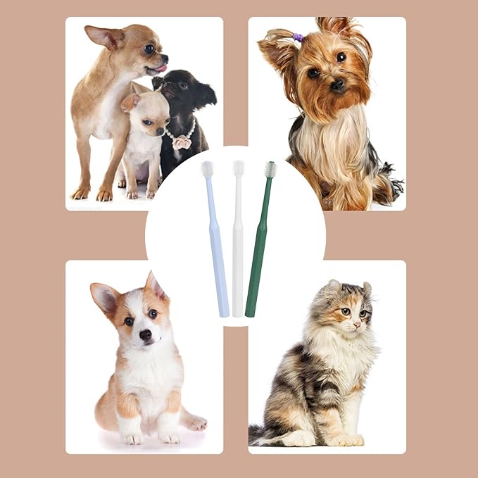 Small Pet Toothbrush for Dogs & Cats, Soft Bristle Training Toothbrush for Gentle Teeth Care Kit
