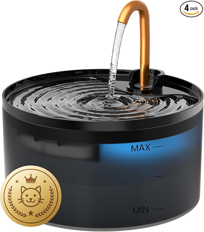 Cat Water Fountain, 71oz/2.1L Cat Fountain for Drinking with Copper Faucet, MISFANS-Designed Pump & Filter, Plastic Automatic Pet Water Fountain Bowl & Dispenser with 3-Pack Replaceable Filters