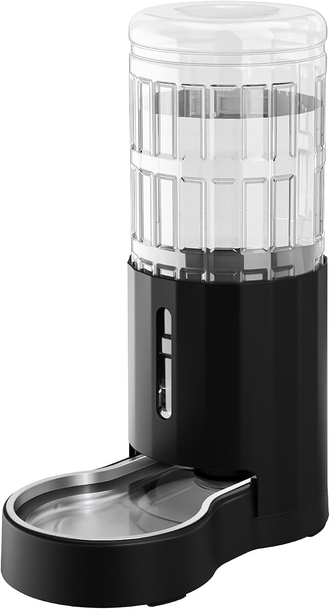 CZPET Dog Water Bowl Dispenser 9.5L, Wider Mouth & Upgraded Brush, Easy Cleaning Automatic Cat Gravity Refilling Waterer with Removable Stainless Steel Bowl, Large Drinking Area for Multi-Pet (Black)
