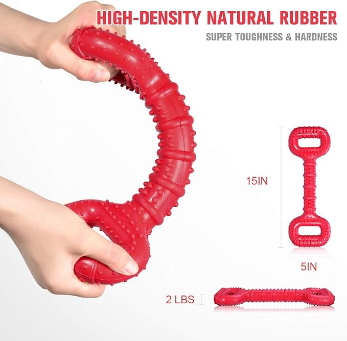 Feeko Dog Toys for Aggressive Chewers Large Breed, 15 inch Interactive Long Lasting Dogs Toy with Convex Design Natural Rubber Tug-of-war Toy for Medium Large Tooth Clean(Red) | Interactive Long lasting Dogs Toy with Convex Design Natural Rubber Tug-of...