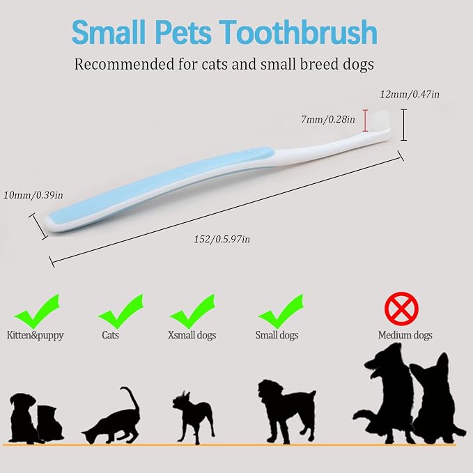 JGocot Small Dog Toothbrush,|Micro Brush Head|Nano Bristle|Soft Pet Toothbrush for Sensitive Gum&Teeth, Dog Teeth Cleaning Kit for Puppy, Kitten, Cats&Miniature Toy Size Dogs