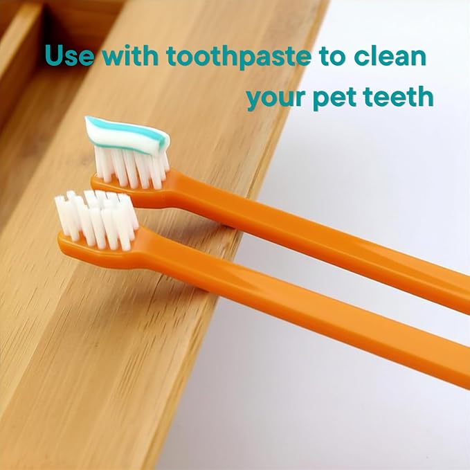 Dog Toothbrush Set of 10 - Cat Dog Dual Headed Toothbrushes for Small to Large Pets, Double Sided Long Handed Toothbrush Pet Teeth Cleaning Puppy Suitable Most Pets Cleaning Brushes