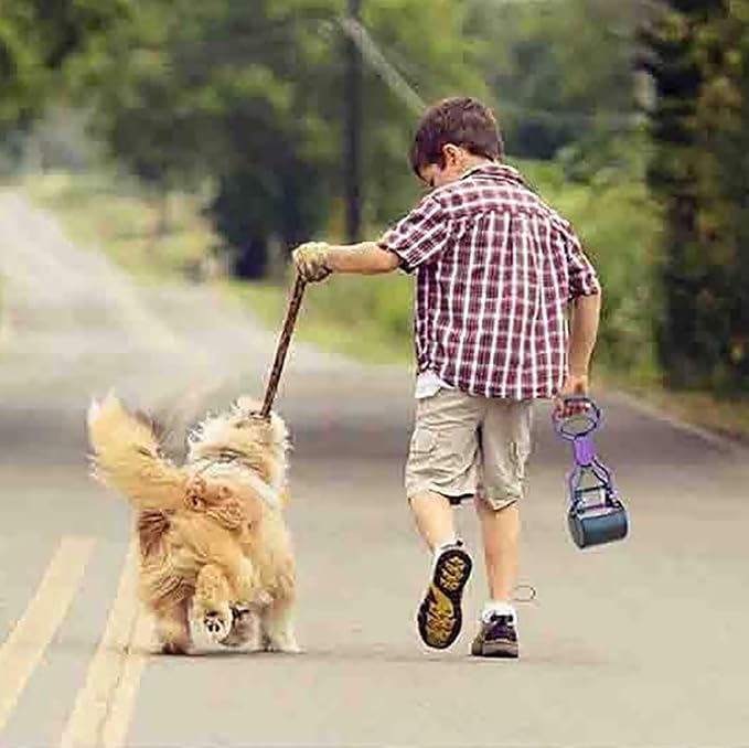 Pet Pooper Scooper for Dogs Cats Non-Breakable High Strength Material Durable Spring Easy Pick Up Grass Gravel Jaw Claw Rake for Kids Children Women Men