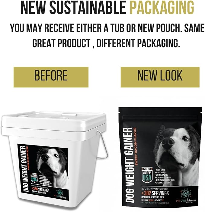 (5 Pounds) - 302 Servings of Dog Weight Gainer - Weight Gain Supplements for Dogs - Canine and Dog Muscle Builder - Made in The USA