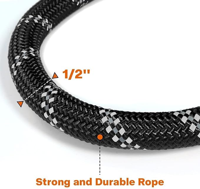 Taglory 30FT & 6FT Dog Leash Set, Reflective, Swivel Hooks, Nylon, Black, Small to Large Dogs