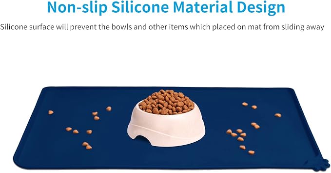 AUDWUD Silicone Waterproof Pet Feeding Mats,Anti Slip Bowl Pad,Dog Mat for Food and Water