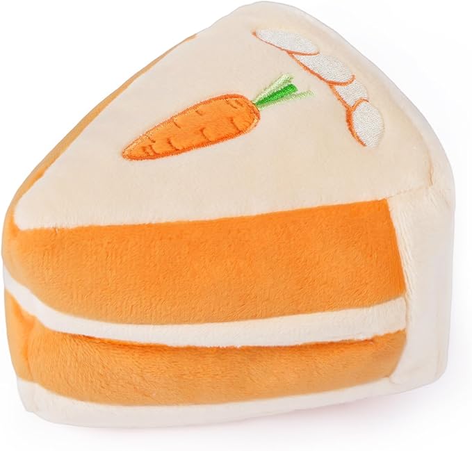 CHEWFFON Dog Interactive Toy, Puzzle Snuffle Carrot Cake for Enrichment | Treat-Hiding, Squeaky & Crinkle, Boredom Relief and Mental Stimulation, Indoor Brain Game for Small Medium Dogs