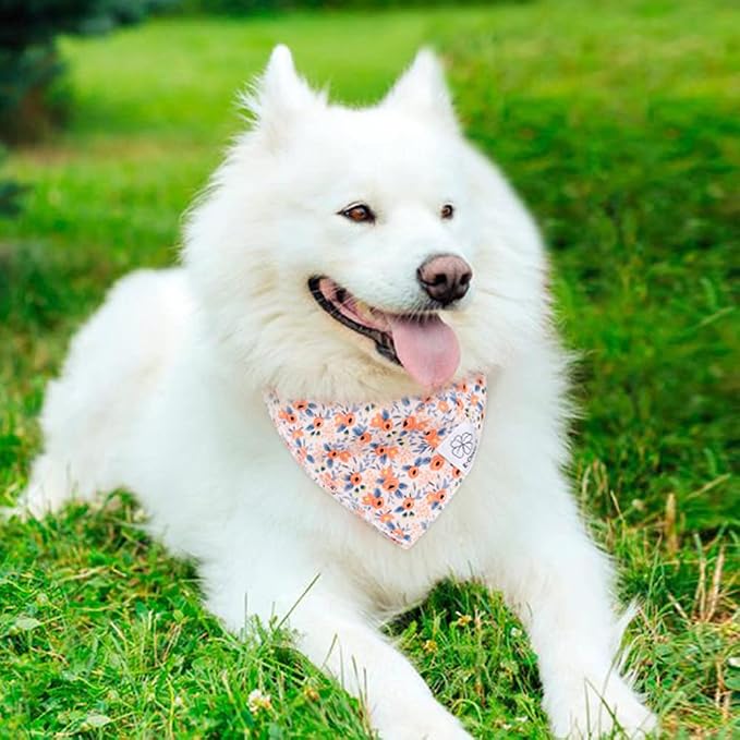 E-Clover Dog Bandanas Girl Matching Dog Bandana and Scrunchie Medium Large, Large-set of 1, Medium