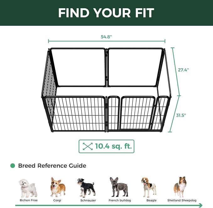 FXW AuraSpace Pro Acrylic & Wire Mesh Indoor Dog Playpen, 32" Height 6 Panels Metal Dog Pen for Small and Medium Dogs, Black│Patented